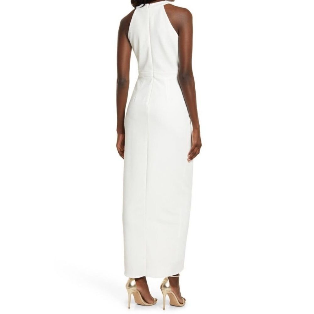 XSCAPE Tulip Hem Sleeveless Crepe Gown Dress Ivory 8 NWT - Picture 5 of 5